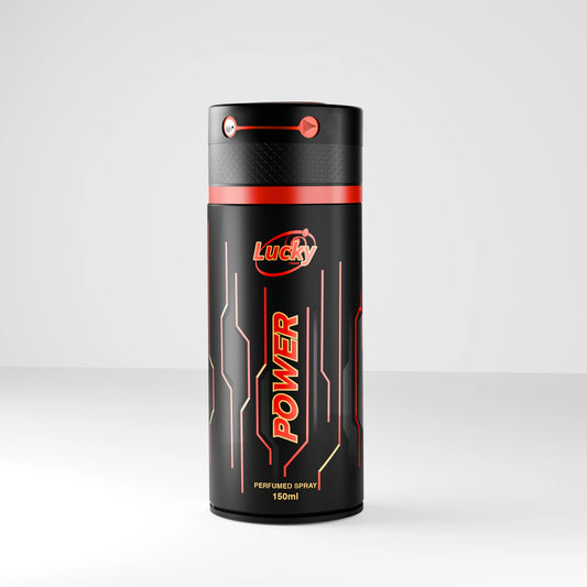 Lucky Power body spray 150ml front view – energetic fresh feel with bold design