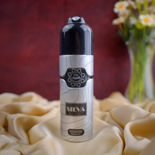Al Arabia Silva Body Spray 200ml front view silver design - thebigbossstore.com