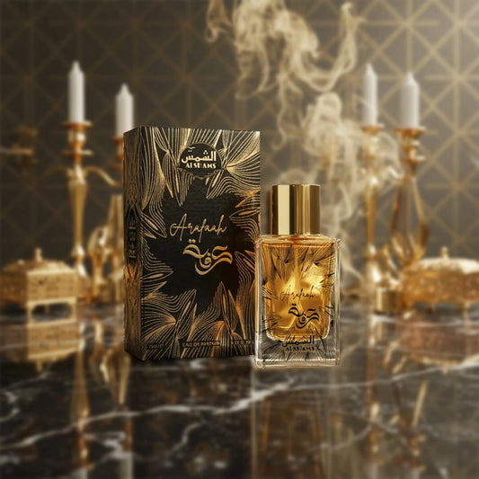 “Arafaah 35ml by Al Shams Perfume from The Big Boss Store — a compact luxury fragrance bottle displayed in a clean, elegant product setting.”