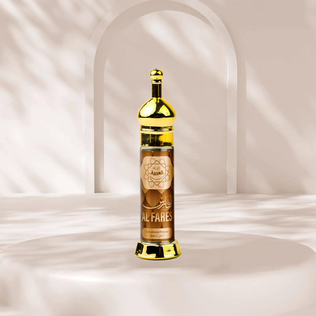 “Al Arabia Al-Fares Attar 6ml — clear view of the roll-on perfume bottle, showcasing sleek design...