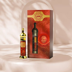 Al Arabia Oud Attar perfume showing label and packaging details, featuring a rich & long-lasting Arabic oud fragrance.