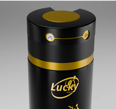 Lucky Gold body spray 150ml top view – elegant golden cap with smooth finish