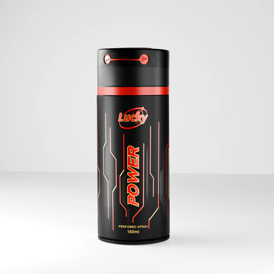 Lucky Power body spray 150ml front view – energetic fresh feel with bold design