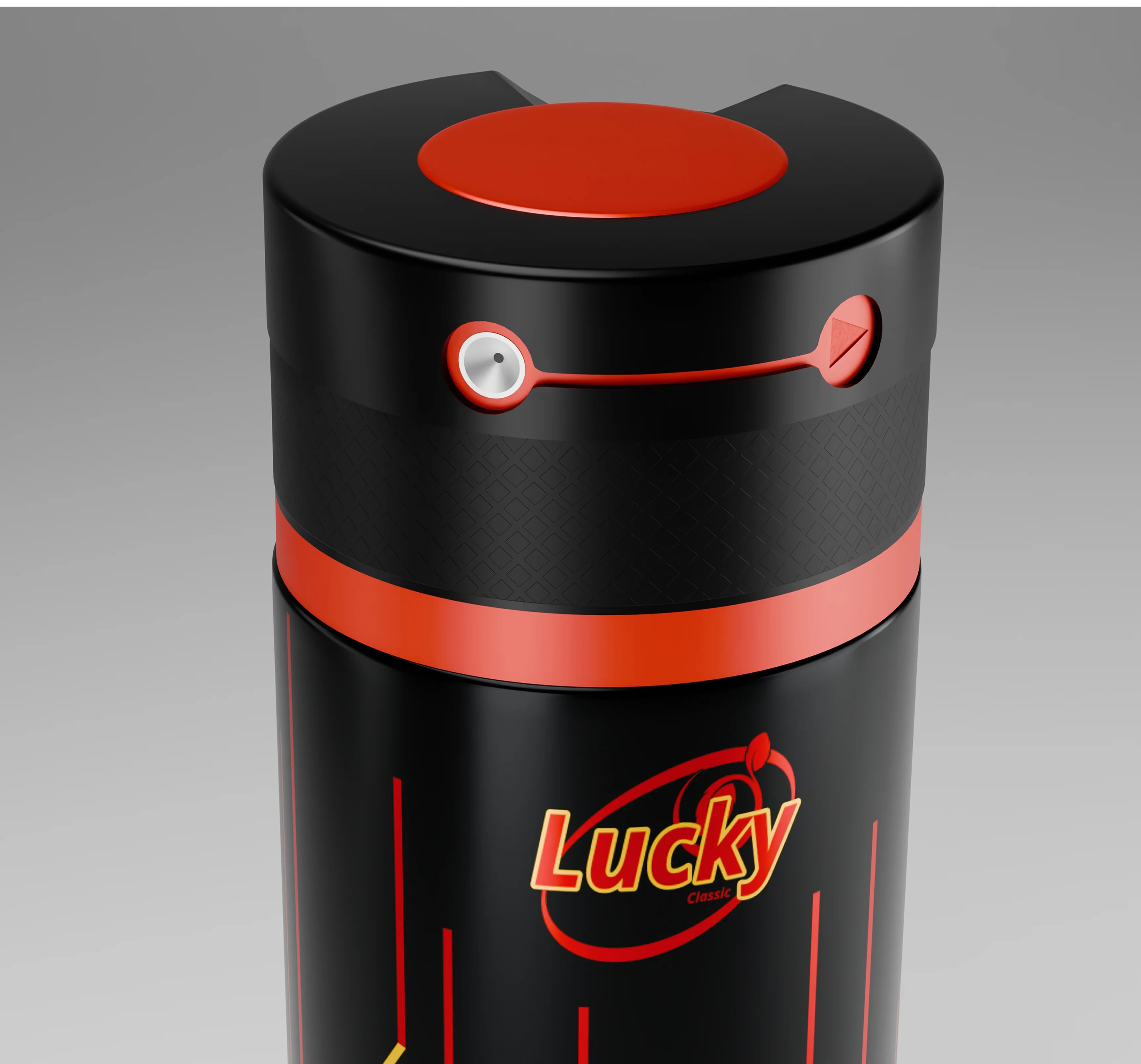 Lucky Power body spray 150ml top view – dynamic red cap with power-packed look
