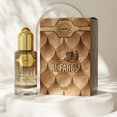 Al Arabia Al Fares Perfume 50ml Eau De Parfum with elegant golden packaging – available at The Big Boss Store