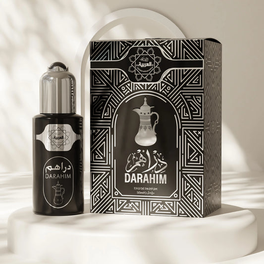 Al Arabia Darahim Perfume 50ml – front view with box | thebigbossstore.com