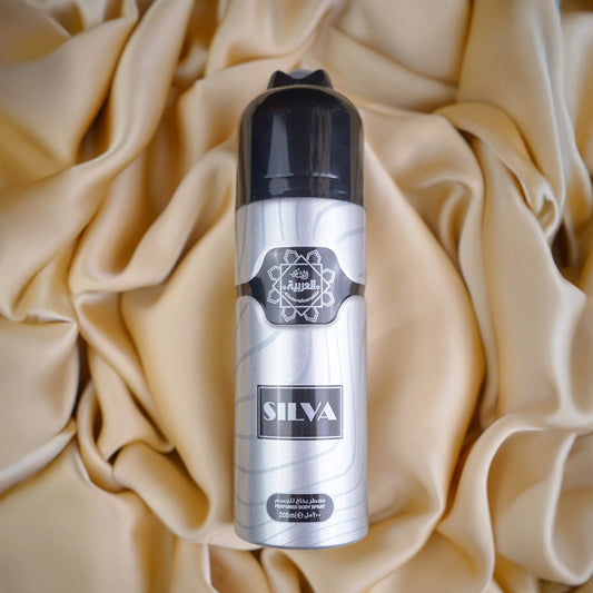 Al Arabia Silva Body Spray 200ml top view elegant silver black cap - thebigbossstore.com