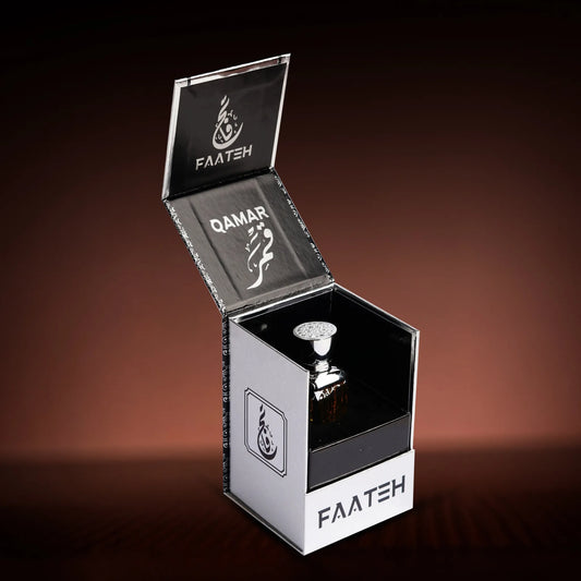 Premium Faateh Qamar Attar Perfume in Elegant Open Silver Packaging – 15ml Alcohol-Free Perfume Oil – Shop Online at TheBigBossStore.com