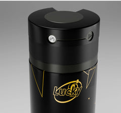 	Lucky Black body spray 150ml top view – black spray cap with textured grip