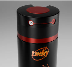 Lucky Dark body spray 150ml top view – matte black cap with textured finish
