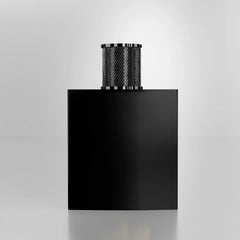 Lucky Black perfume back view – branding and label details on premium glass bottle