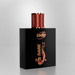 Lucky Dark perfume bottle side view – minimalist modern bottle for men