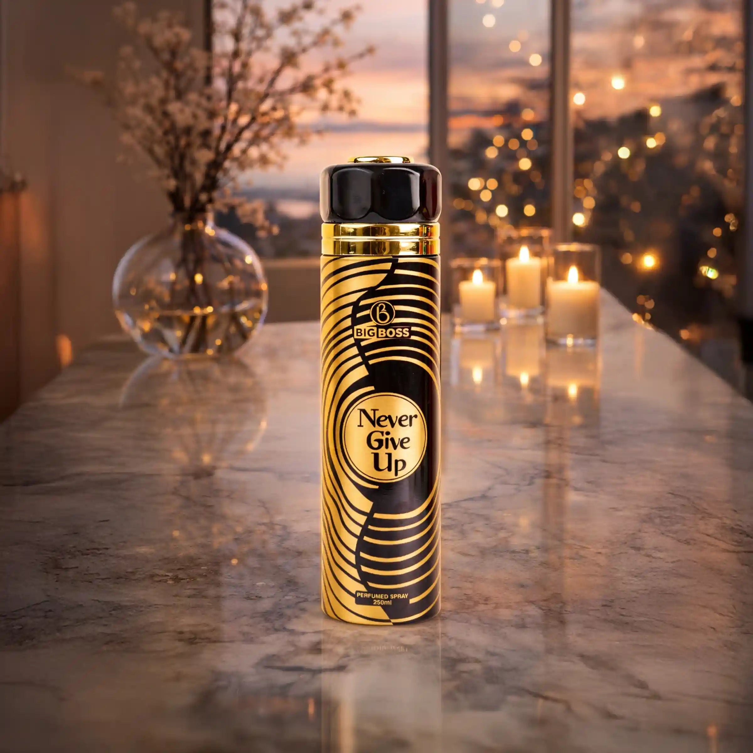 Never Give Up Big Boss Perfumed Body Spray 250ml – Bold & Confident Scent - theBigBossstore.com