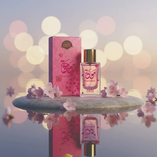 Al Shams Mawaddah Perfume 35ml — perfume bottle and box displayed together in a clean, front-facing product shot, long-lasting Arabic fragrance available at The Big Boss Store.”